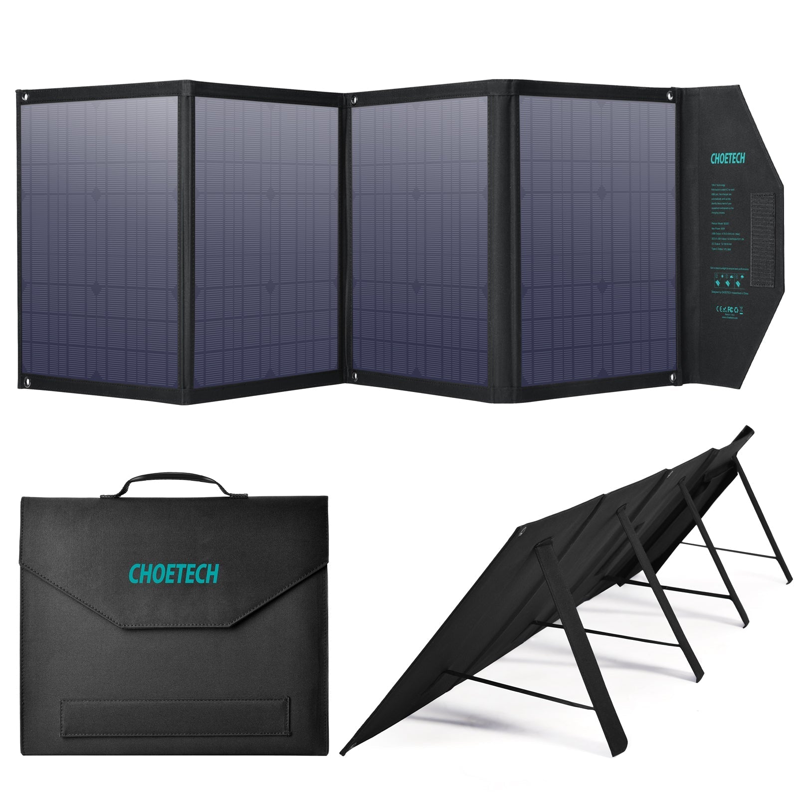 CHOETECH 80W Solar Panel for Multiple Devices, FOB KS