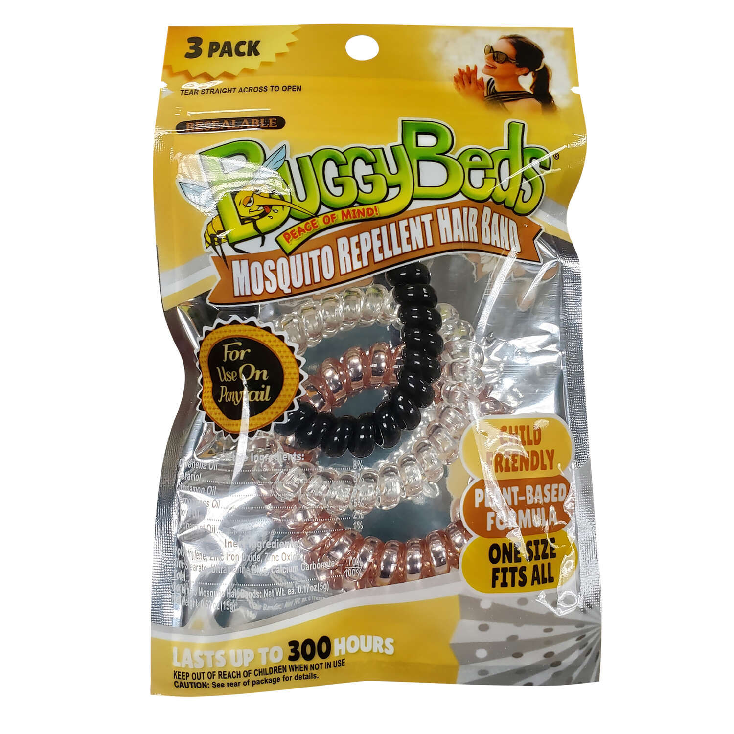 BuggyBeds Repellent Hair Band For Mosquitoes, Gold, Black, and Clear, FOB KS