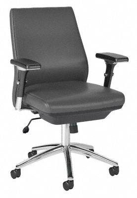 Bush Business Furniture Metropolis Mid Back Leather Executive Office Chair in Dark Gray, FOB OH