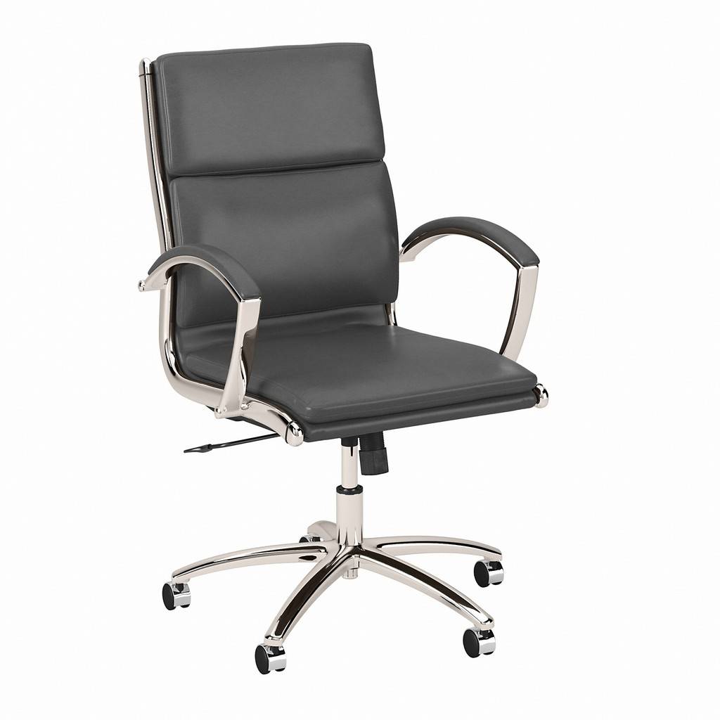 Bush Business Furniture Modelo Mid Back Leather Executive Office Chair in Dark Gray, FOB OH