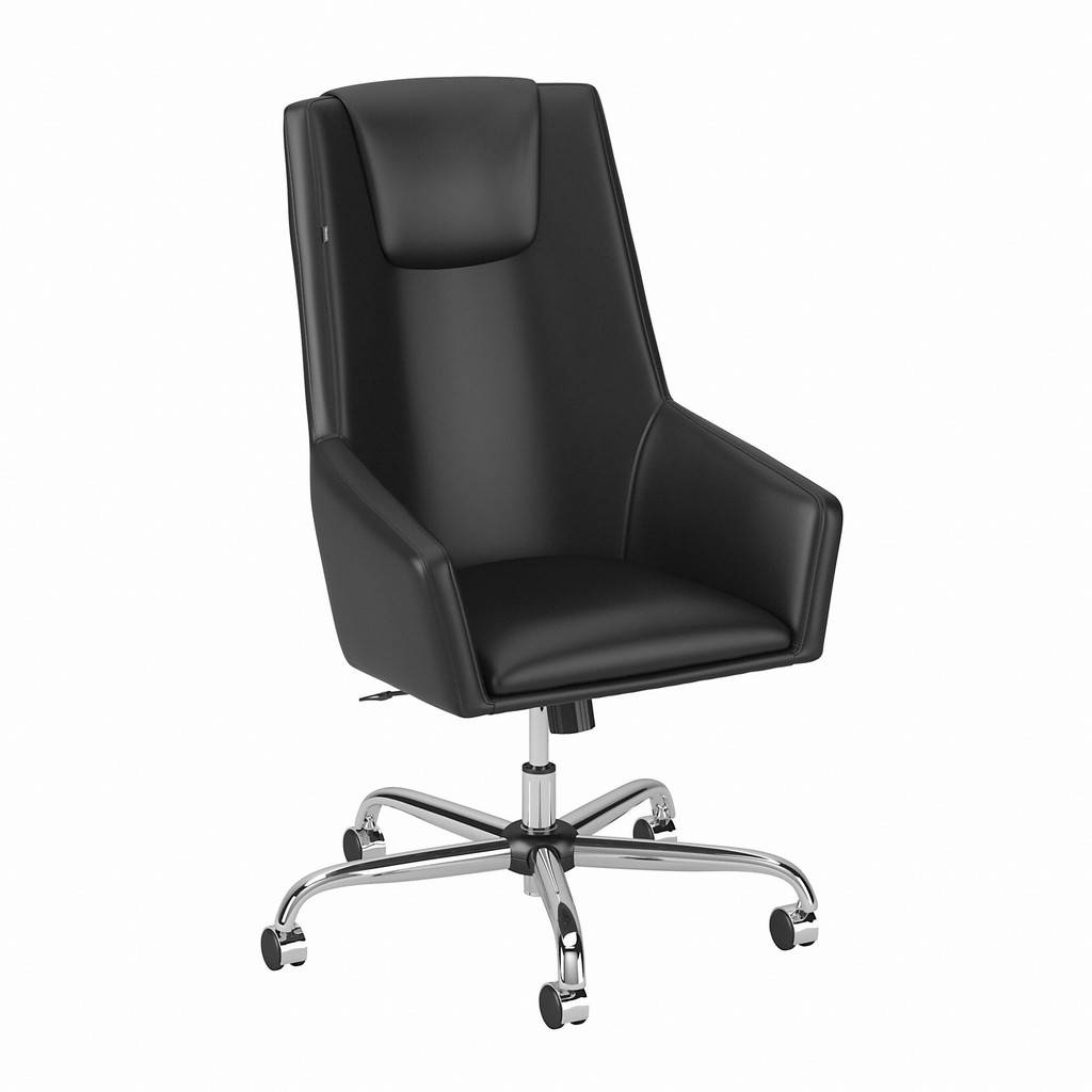 Bush Business Furniture London High Back Leather Box Chair in Black, FOB OH