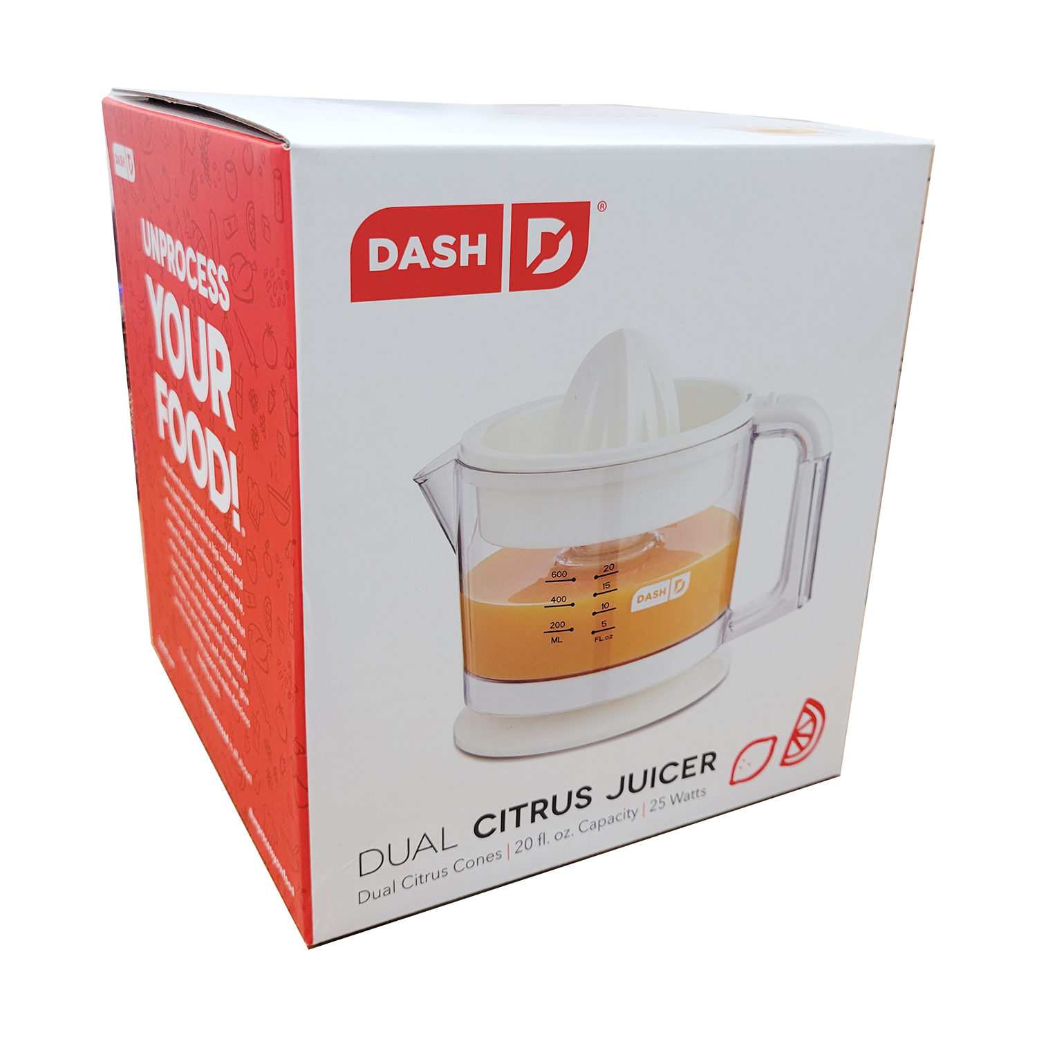Dash Citrus Juicer Extractor: Compact Juicer for Healthy Juice, Oranges, Lemons, Limes, Grapefruit & other Citrus Fruit with Easy Pour Spout + 32 oz Pitcher - White, FOB KS