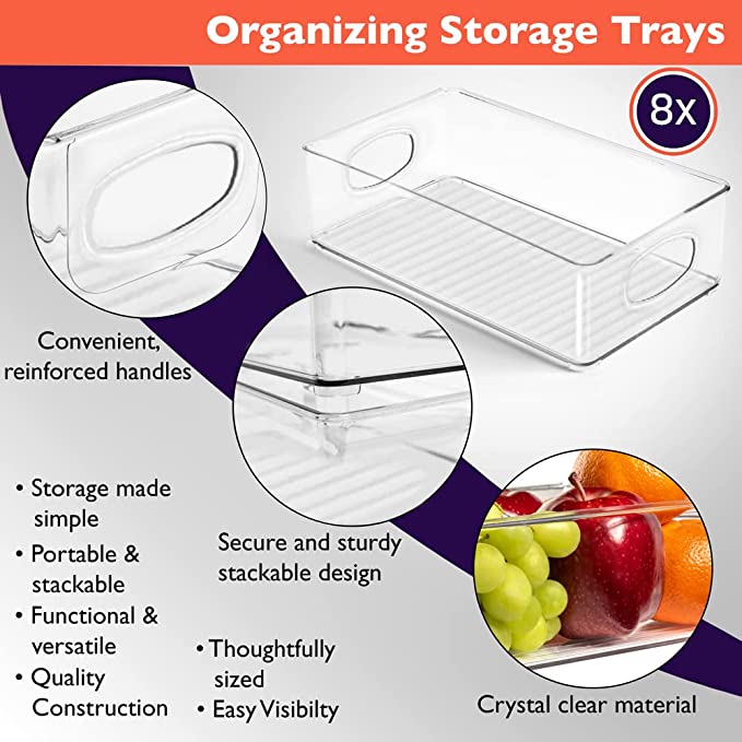 ClearSpace Plastic Pantry Organization and Storage Bins 8-Pack, FOB KS