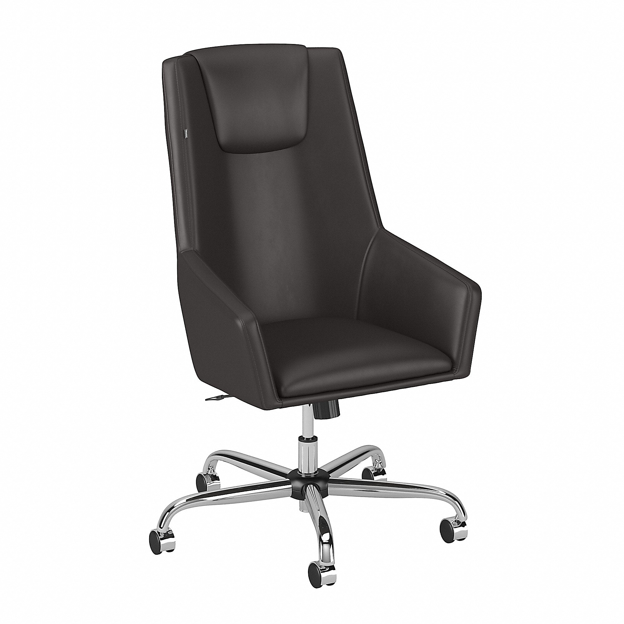 Bush Business Furniture London High-Back Faux Leather Box Chair, Brown, FOB OH