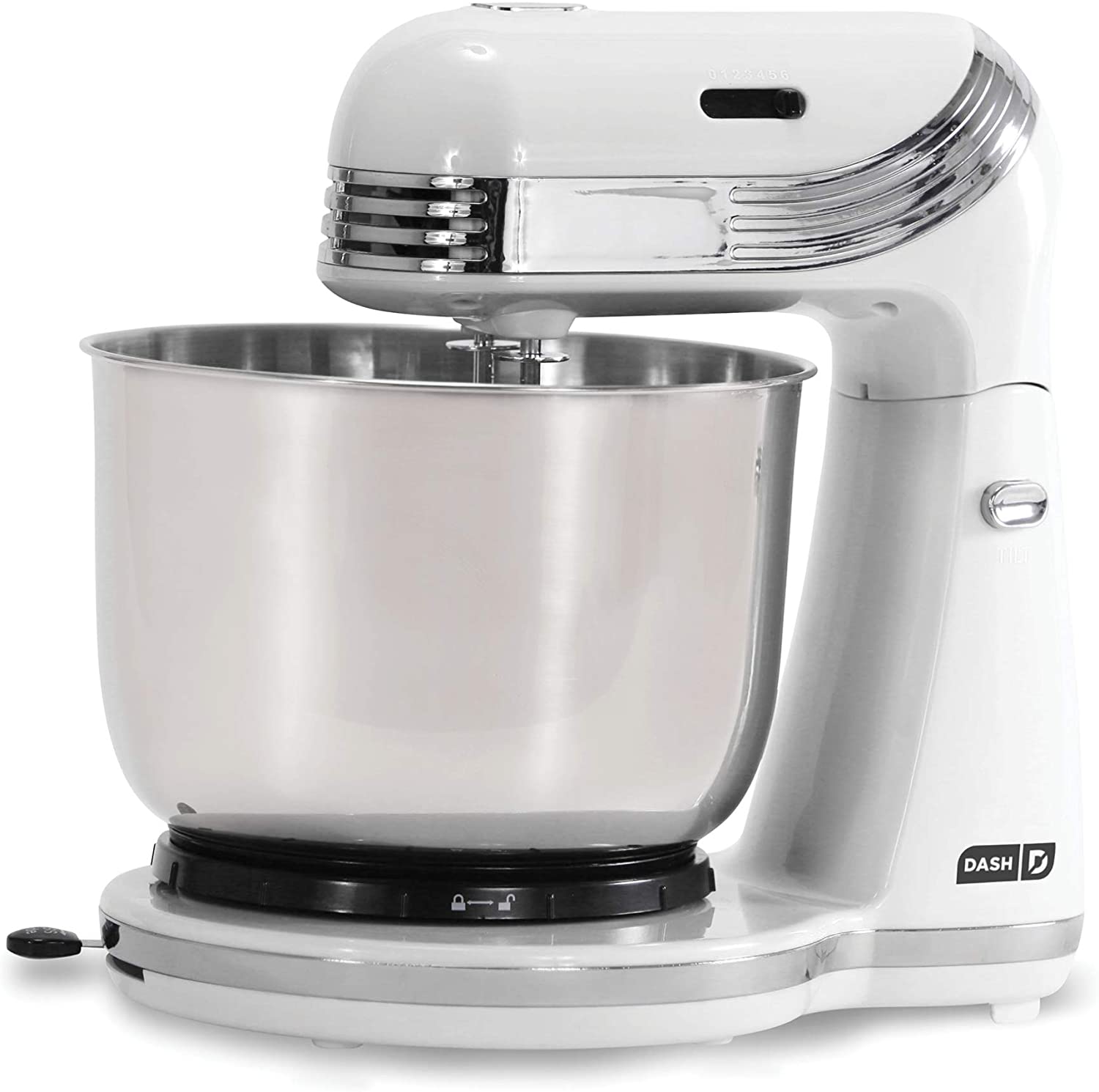 Dash Stand Mixer (Electric Mixer for Everyday Use): 6 Speed Stand Mixer with 3 qt Stainless Steel Mixing Bowl, Dough Hooks & Mixer Beaters for Frosting, Meringues & More, FOB KS