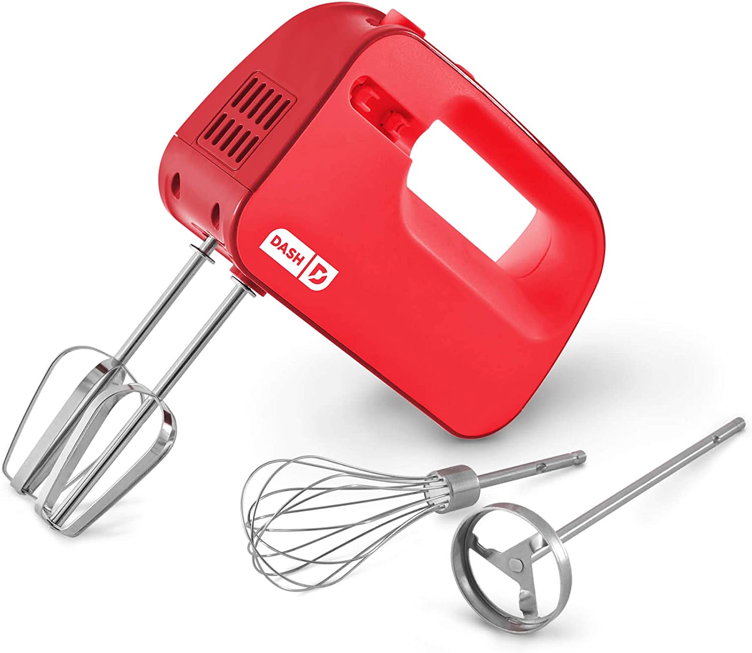 Dash SmartStore™ Deluxe Compact Electric Hand Mixer + Whisk and Milkshake Attachment, 150-Watt – Red, FOB KS