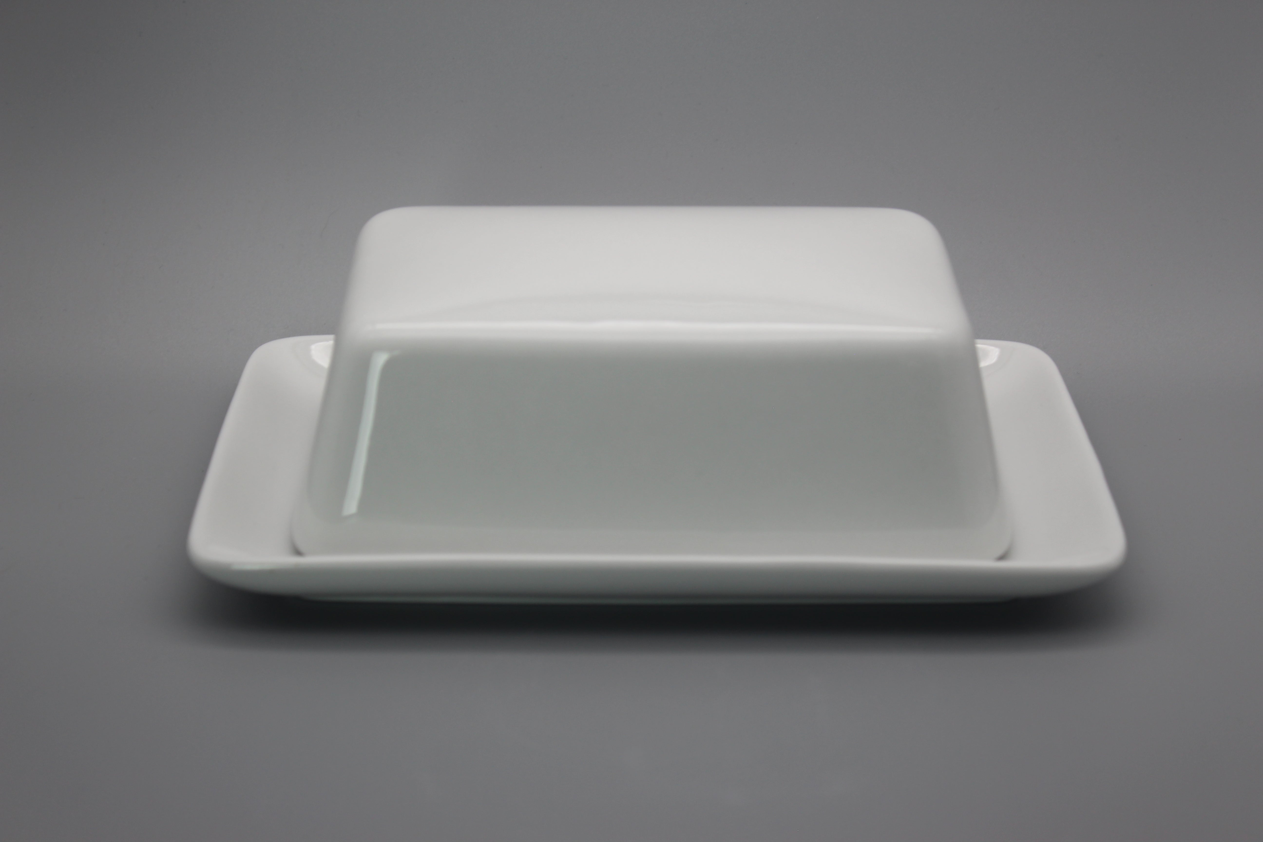 Dishware-Large Butter Dish, White, 2pc. set