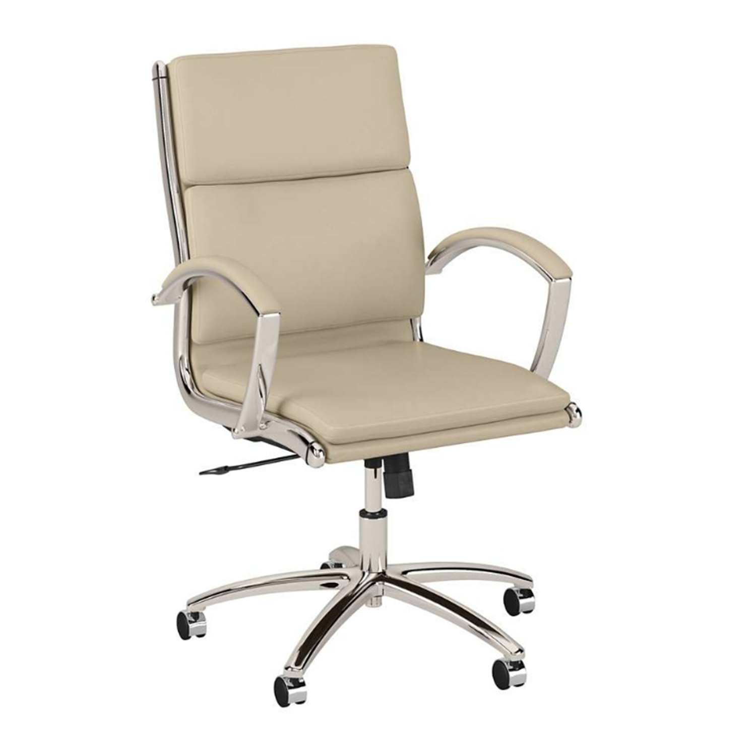 Bush Furniture Modelo Mid Back Leather Executive Office Chair in Antique White, FOB OH