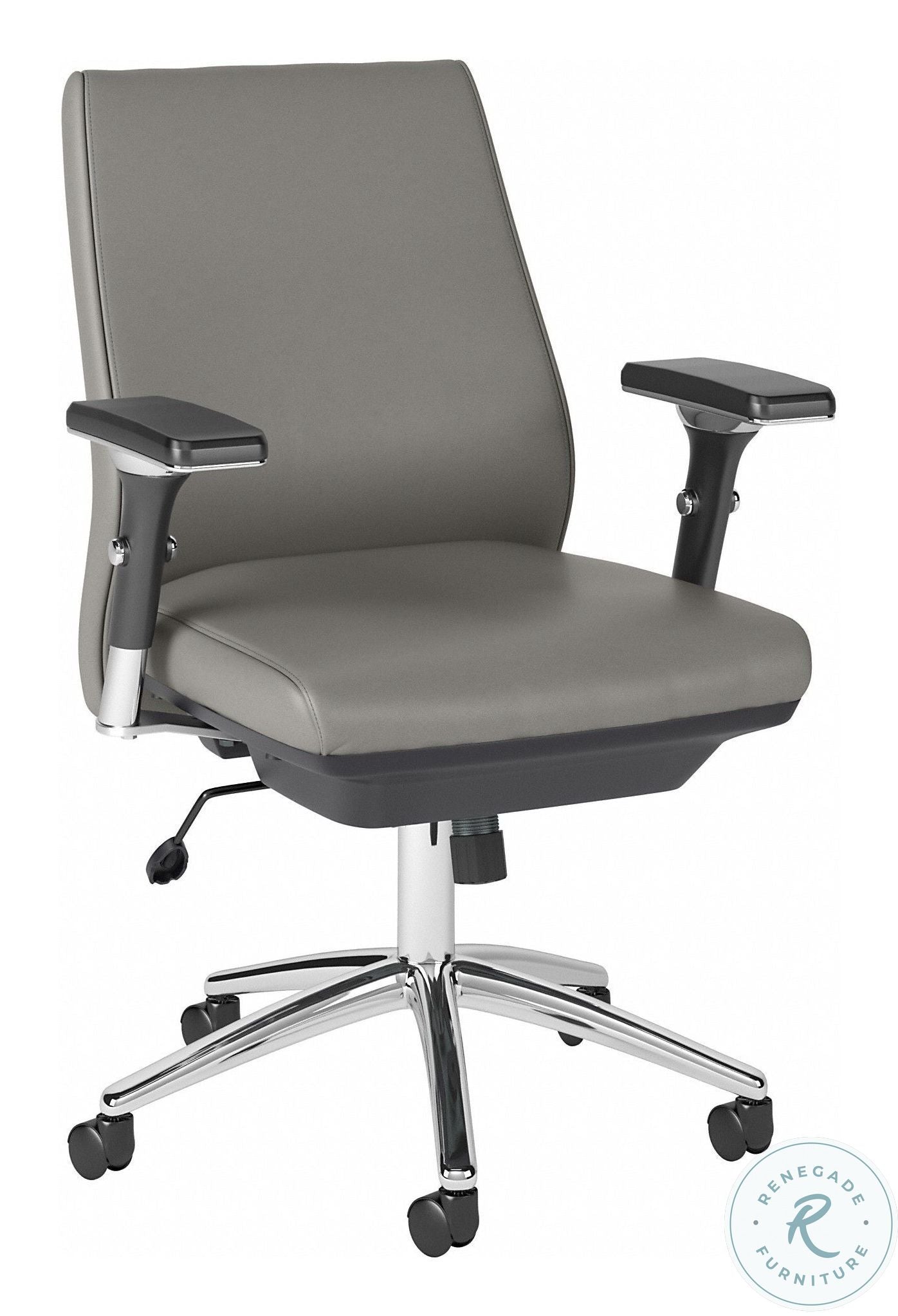 Bush Business Metropolis Light Gray Leather Mid Back Executive Adjustable Swivel Office Chair, FOB OH