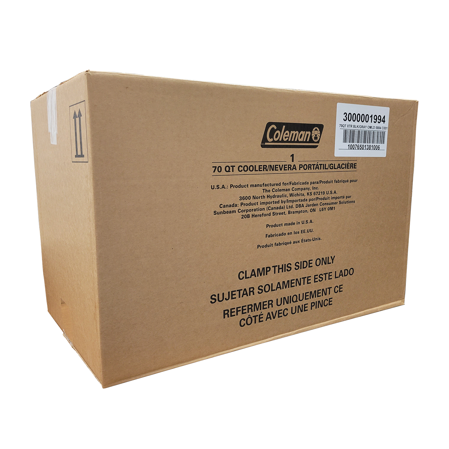 Coleman Chest Cooler 70 qt Cooler Capacity, 28 1/8 in Exterior Lg, 15 3/4 in Exterior Wd, Black, FOB KS