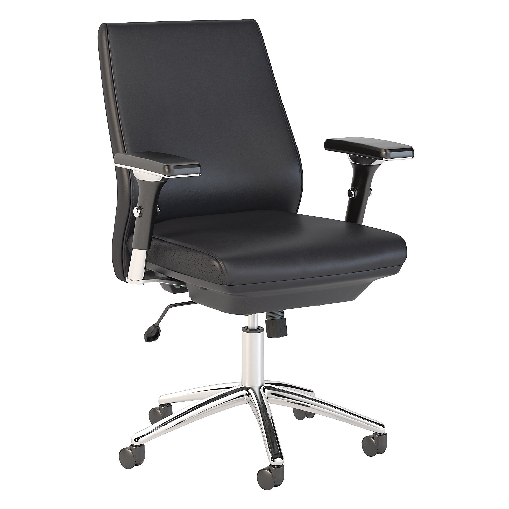 Bush Business Furniture Black Leather Metropolis Mid Back Leather Executive Office Chair, FOB OH
