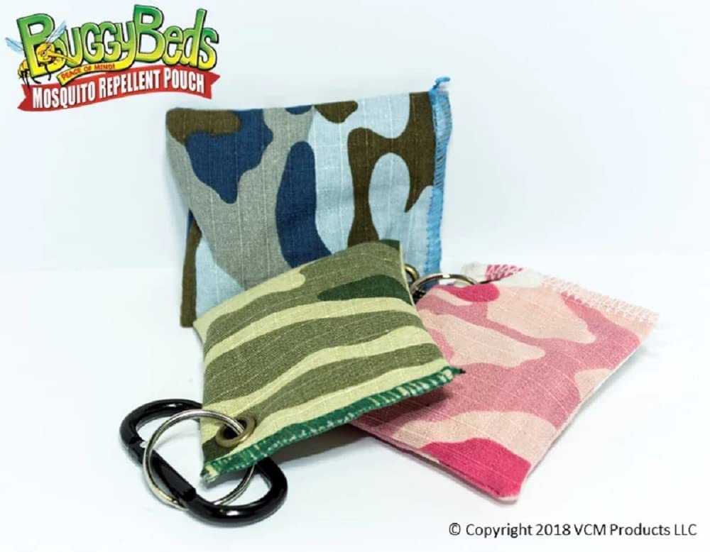 BuggyBeds Mosquito Repellent Pouches with Pouch Clip, Plant-Based Formula, Reusable & Last up to 30 Days, Child-Friendly, Camo Colors, FOB KS