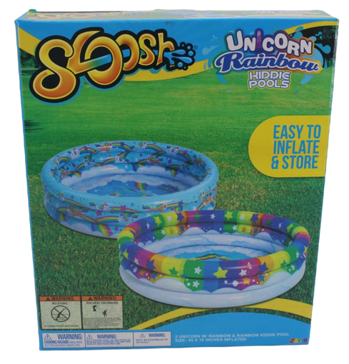 2 Pack 45'' Unicorn Rainbow & Rainbow Inflatable Kiddie Pool Set, Family Swimming Pool Water Pool Pit Ball Pool for Kids Toddler Indoor Outdoor Summer Fun