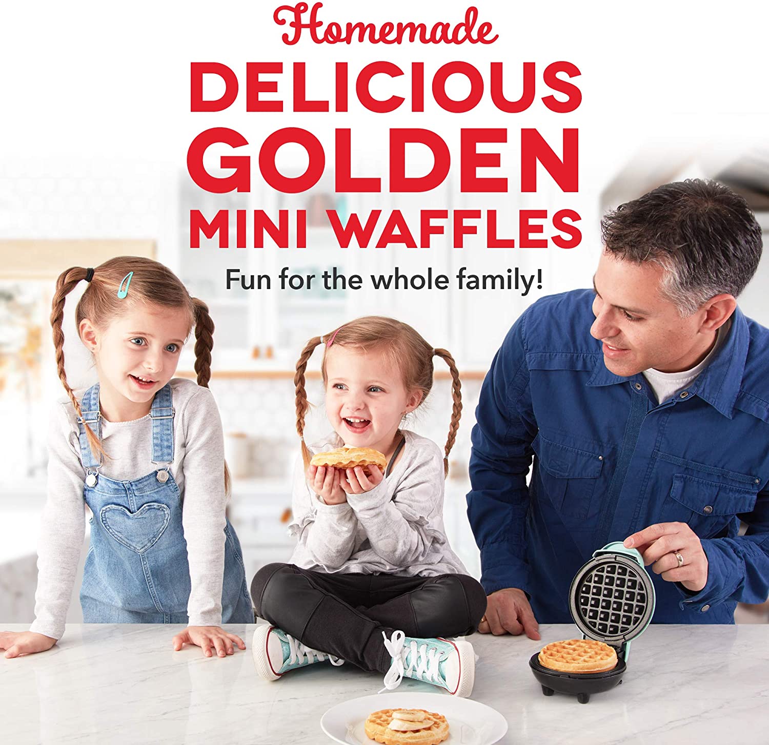 DASH Mini Maker for Individual Waffles, Hash Browns, Keto Chaffles with Easy to Clean, Non-Stick Surfaces, 4 Inch, FOB KS