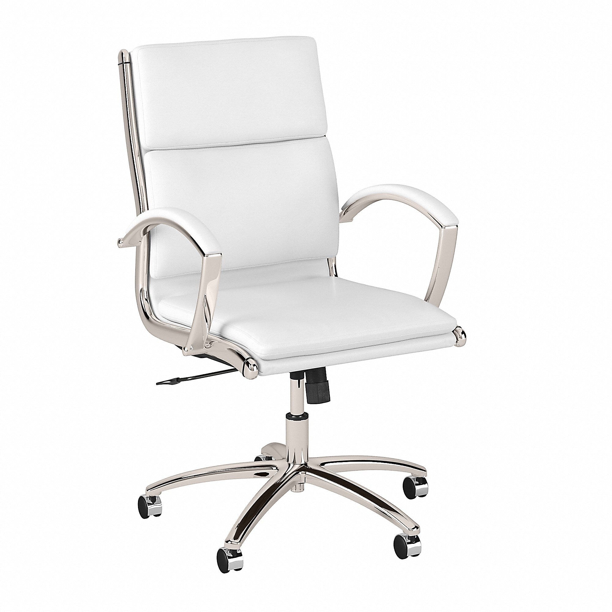 Bush Business Furniture Modelo Bonded Leather Mid-Back Executive Office Chair, White, FOB OH