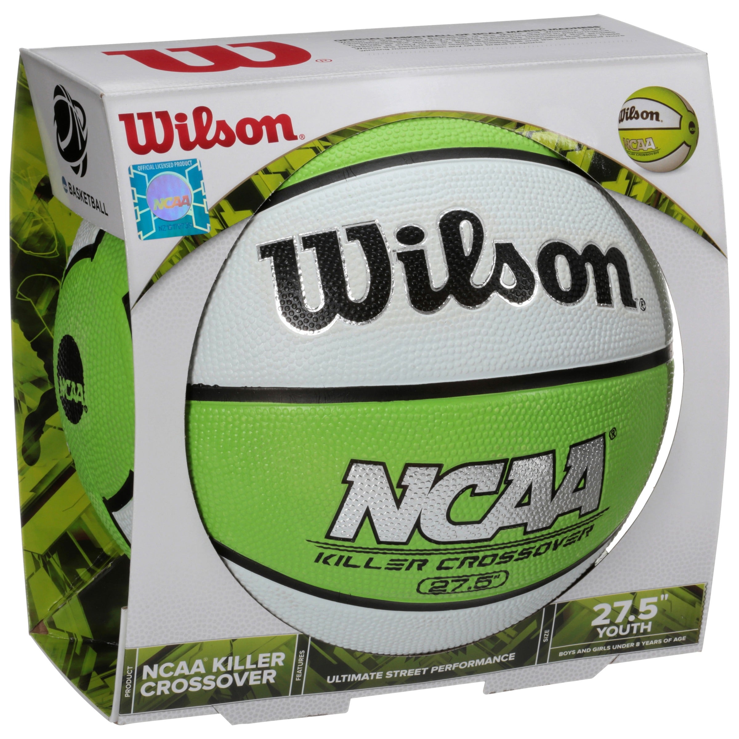 Wilson NCAA Killer Crossover 27.5 Basketball, Lime