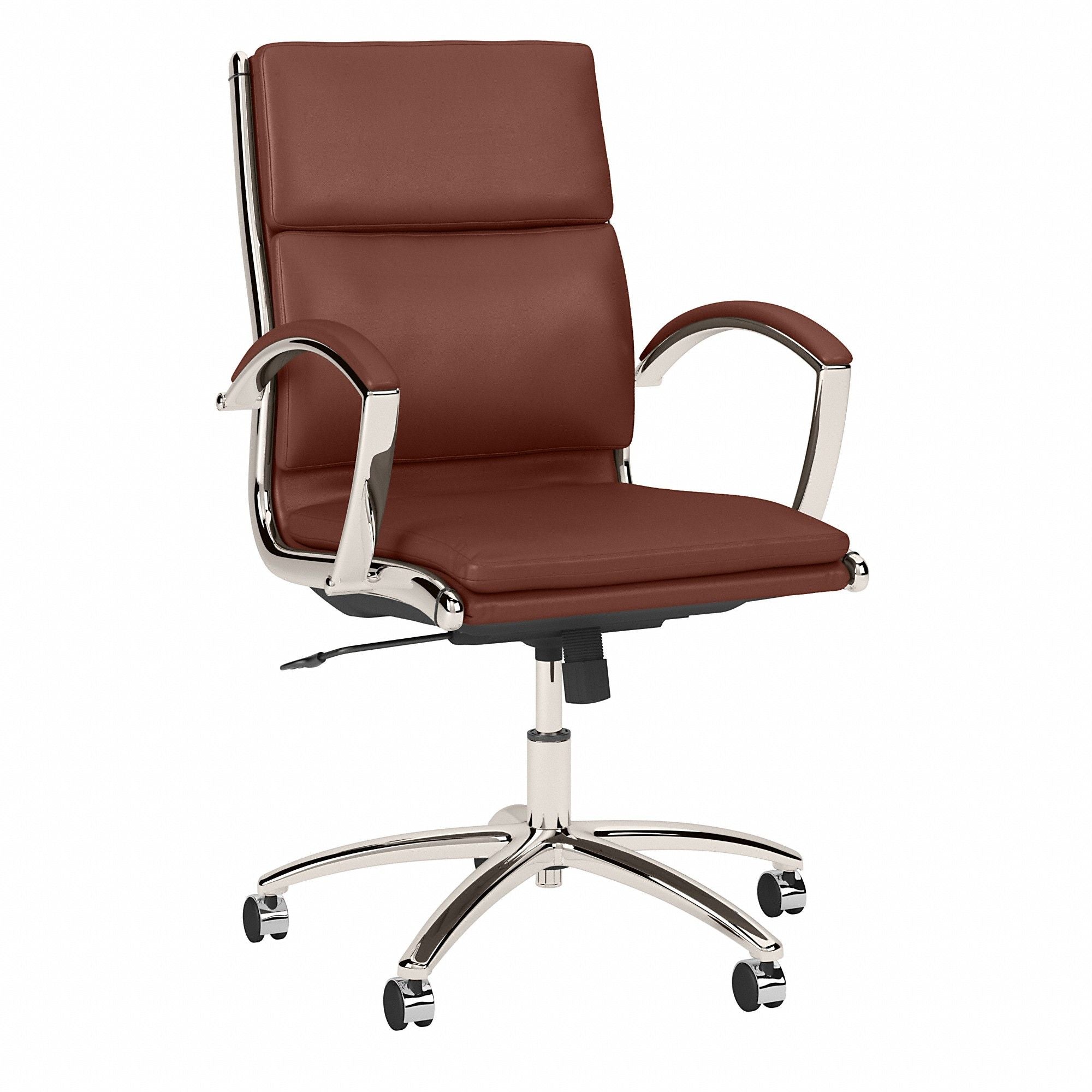 Bush Business Mid Back Task or Guest Chair Harvest Cherry Leather, FOB OH